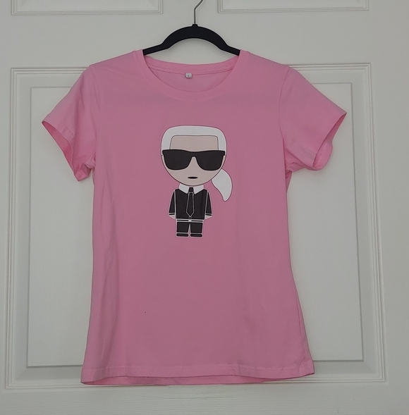Source Unknown Tops - Karl Lagerfield Ikonic Graphic Tee Sz. L